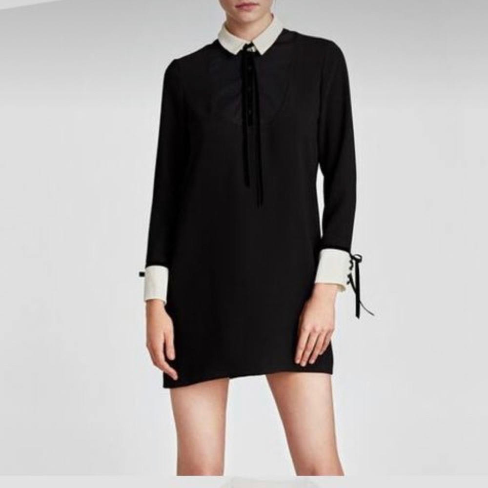 Zara Black & White Collared Dress